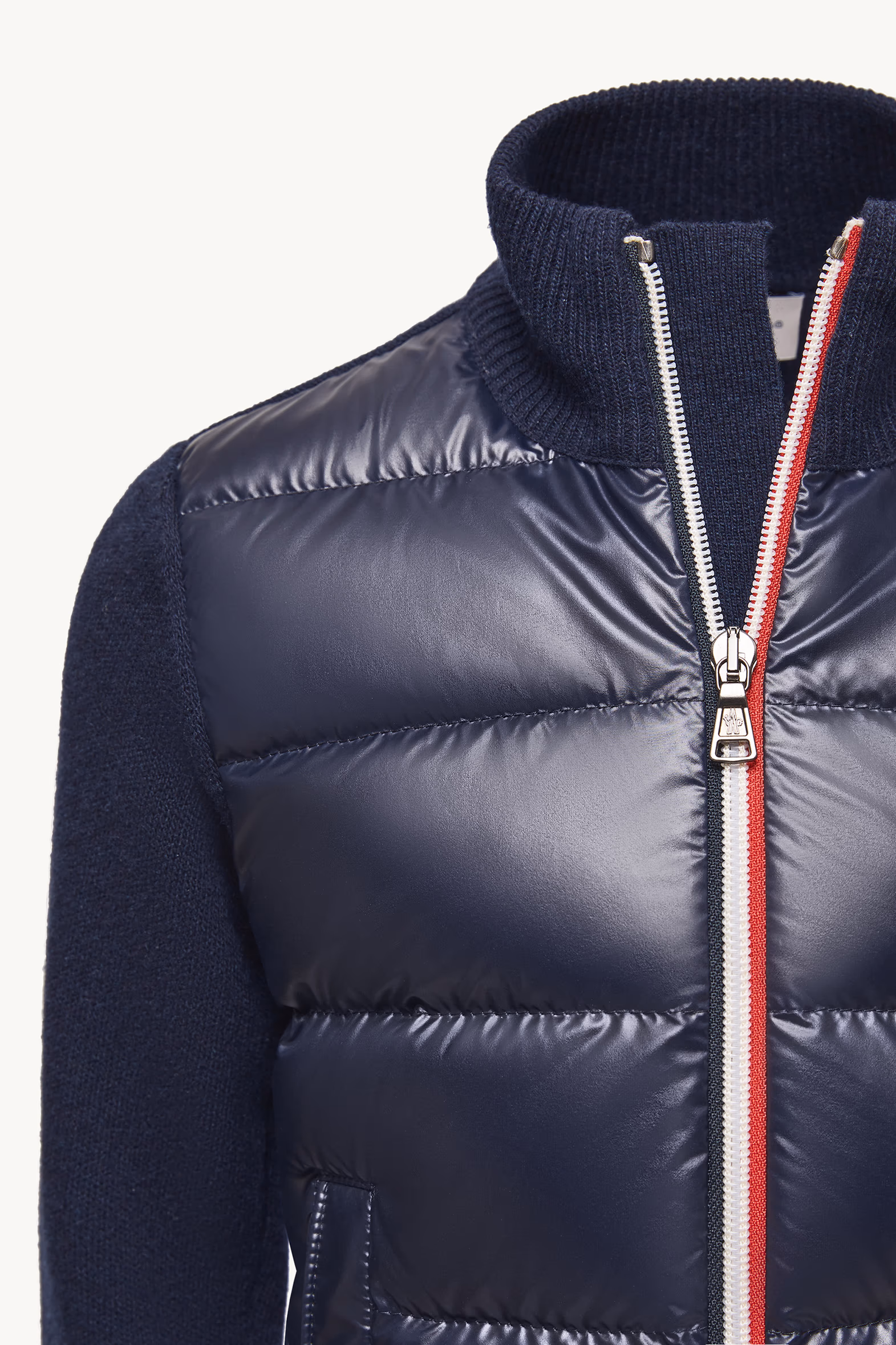 Padded Wool Zip-Up Cardigan Boy Dark Blue Moncler 6